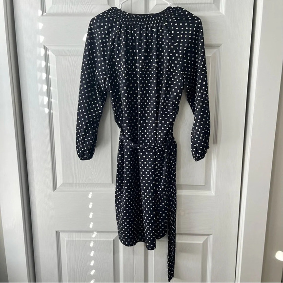 Maeve Blue Polka Dot Belted Button Up Shirt Dress Womens Size Large - Picture 4 of 4